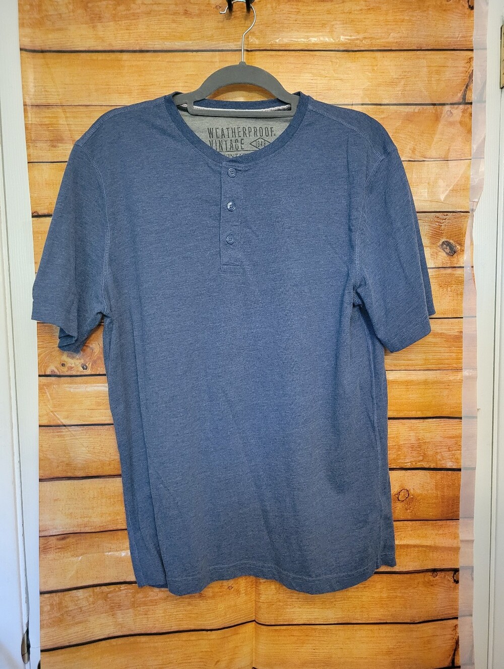 Weatherproof Men's Short-Sleeve Henley Shirt - Slate Blue L